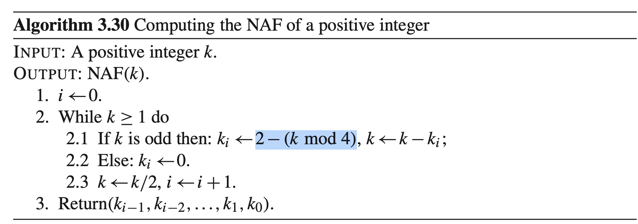 Computing the NAF of a positive integer